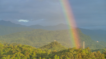 Rainbow at the summit of Montain-2の写真素材