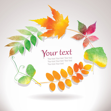 Vector autumn frame from water color leaves, editable eps 10のイラスト素材