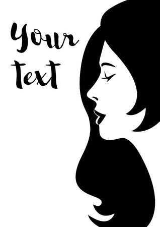 Vector woman silhouette with hair stylingのイラスト素材