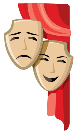 Comedy and tragedy theater masks - vector illustrationのイラスト素材