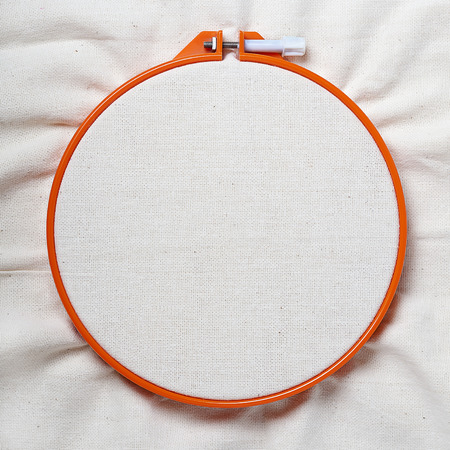 Round embroidery tambour with a canvasの写真素材
