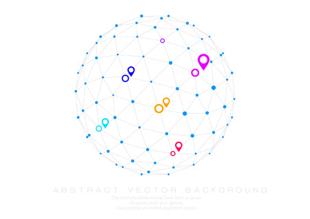 3D abstract polygon sphere, points and lines connected into the line networkのイラスト素材