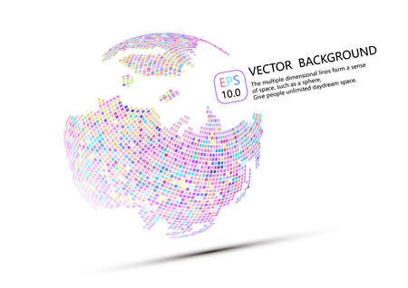 Colorful abstract mosaic sphere, science and technology abstract backgroundのイラスト素材