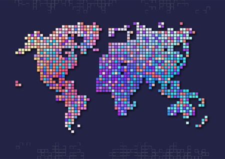 Mosaic world map, abstract backgroundのイラスト素材