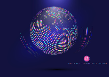 Colorful abstract mosaic sphere, science and technology abstract backgroundのイラスト素材