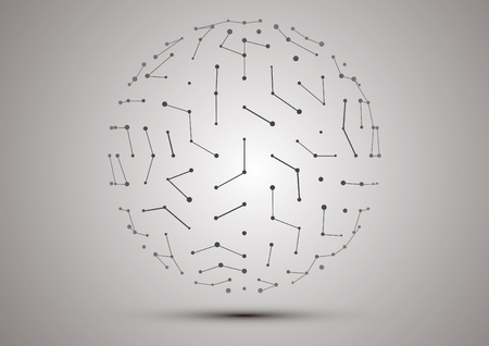 Point and line connections, molecular structure, abstract vector planetのイラスト素材