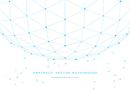 3D polygon mesh sphere, Science and technology background point line connectionのイラスト素材
