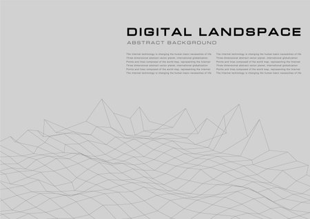 Digital landscape. Abstract wireframe background.Technology abstract backgroundのイラスト素材