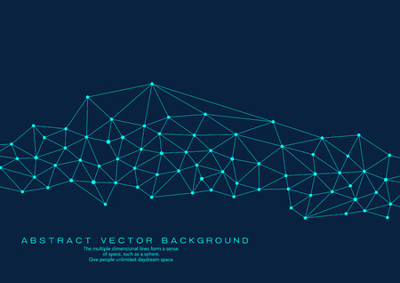 3D polygon mesh abstract background, Connection line with dots. Abstract polygonal, hexagon low poly illustrationのイラスト素材