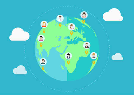 social connection abstract scheme on globeのイラスト素材