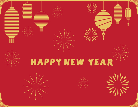 Happy Chinese New Year, lantern backgroundのイラスト素材