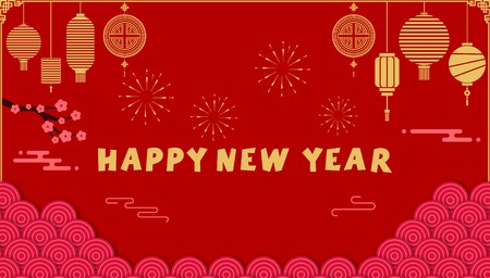 Happy Chinese New Year traditional backgroundのイラスト素材