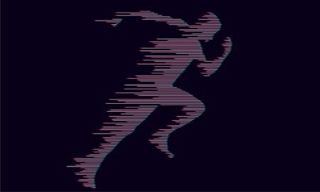 Colorful lines composed of running people, abstract running peopleのイラスト素材