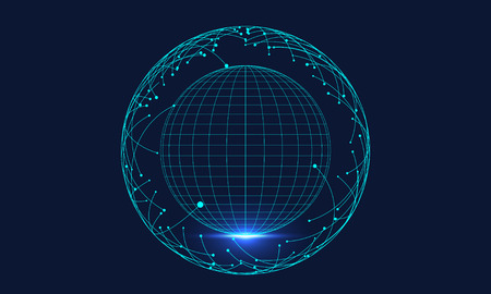 Point and line composed globe, representing the  Global network connection,  big data background illustration, artificial intelligenceのイラスト素材
