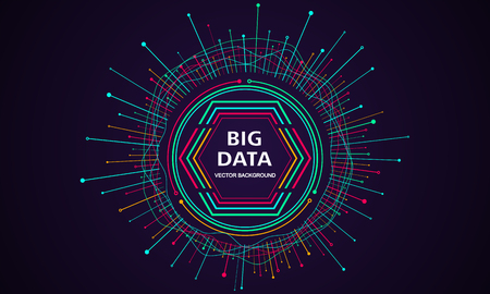 Big data technology background, radiating lines and geometric figures, big data conceptのイラスト素材