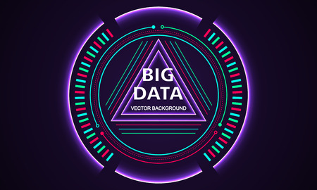 Big data technology background, radiating lines and geometric figures, big data conceptのイラスト素材