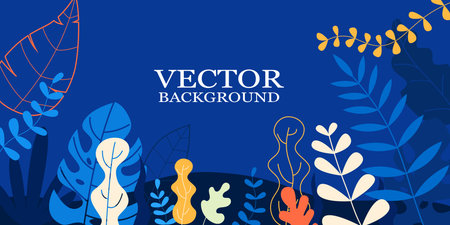 Vector illustration in trendy flat style and bright vibrant gradient colors ,plants, leaves, trees...