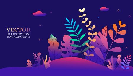 2020 year with flora illustration on blue backgroundのイラスト素材