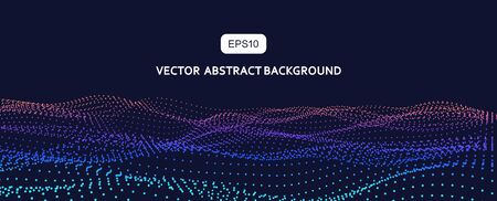 3D abstract vector particle wave background,Ai tech wire network futuristic wireframe. Artificial intelligence .のイラスト素材