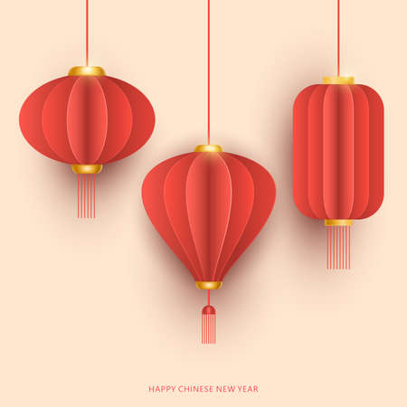 Red lanterns, Chinese traditional festival background, Chinese New Year festival poster templateのイラスト素材