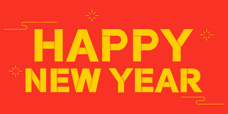 Golden "Happy New Year" on red background, font designのイラスト素材