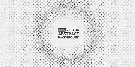 Circular abstract halftone pattern composed of black and white dotsのイラスト素材