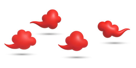 Red 3D auspicious cloudsのイラスト素材