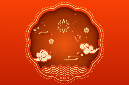 Chinese New Year Spring Festival poster template, greeting cards and bannersのイラスト素材
