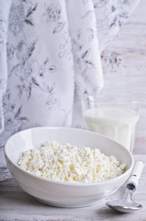 White fresh curd cheese homemade rustic styleの写真素材