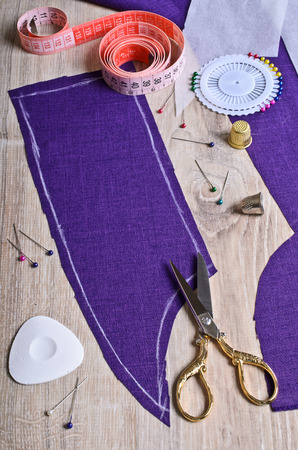 Procurement of fabric purple cut out along the contourの写真素材