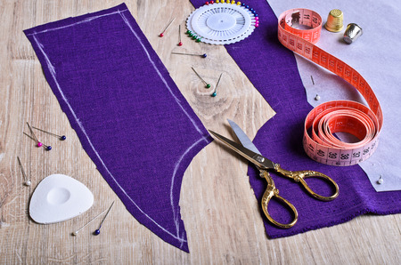 Procurement of fabric purple cut out along the contourの写真素材