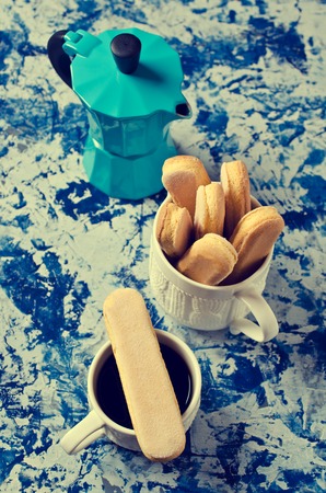 Homemade traditional italian cookie savoiardi. Selective focusの写真素材