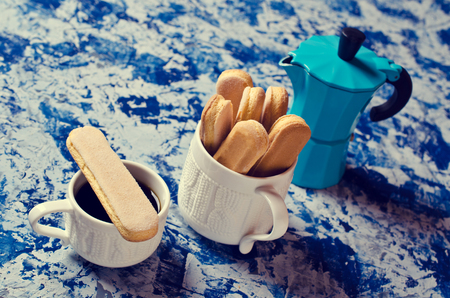 Homemade traditional italian cookie savoiardi. Selective focusの写真素材