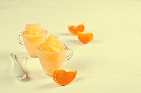 Homemade sorbet of orange. Selective focus.の写真素材