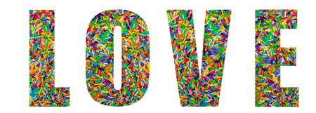 Sticks of sweet colored sugar on a white background. Selective focus.の写真素材