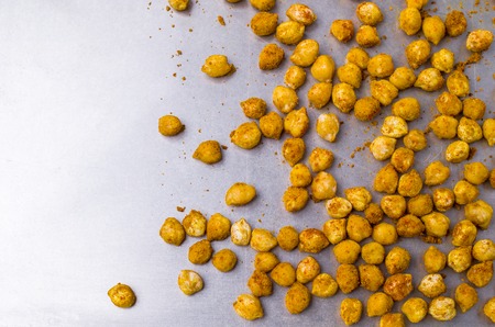 Traditional roasted chickpeas with spicy spices. Selective focus.の写真素材
