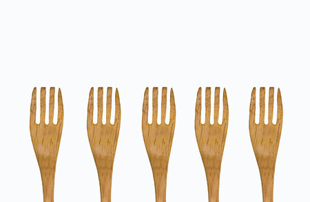 Wooden clean utensils on a white background. Elements of design.の写真素材