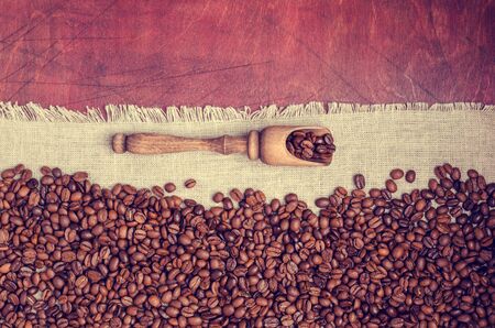 Roasted coffee beans. Design concept. Selective focus.の写真素材