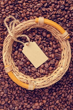 Roasted coffee beans. Design concept. Selective focus.の写真素材