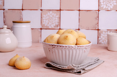 Sponge cookies with filling on a cement background. Selective focus.の写真素材