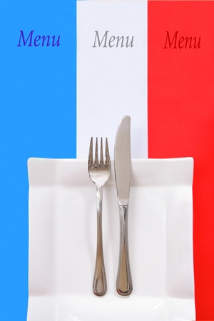 French style restaurant menu set, French cuisineの写真素材