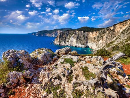 Beautiful lanscape of Zakinthos island. Greece. The island of zakynthos. The Ionian Sea. The most beautiful places in the world.Vacation concept background. Travelling concept.の写真素材