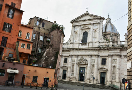 Evening Cathedral of San Giovanni dei Fiorentini in Piazza Dell Oro in Rome