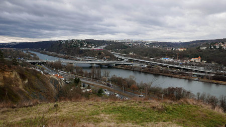 Prague's Barrandov Bridge over the Vltava River