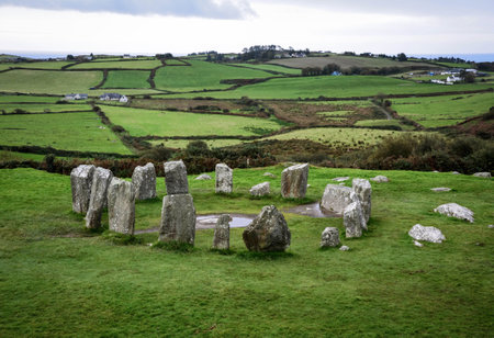Drombeg Stone Circle during autumn weatherの写真素材