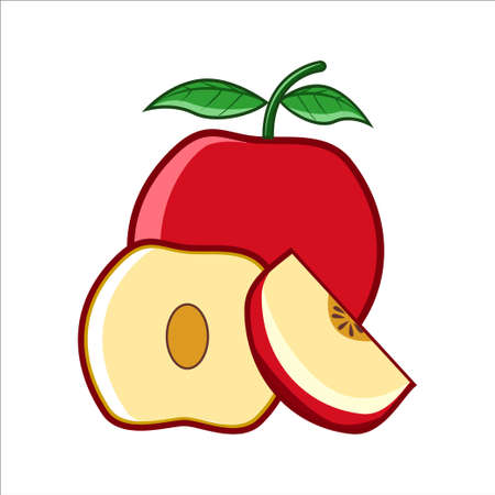 vector red apple fruit illustrationのイラスト素材