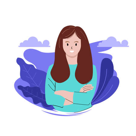 flat woman illustration, good for website and othersのイラスト素材