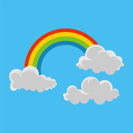 rainbow and cloud vector illustrationのイラスト素材
