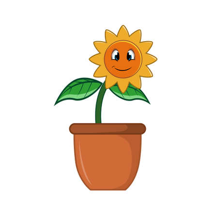illustration of sunflower in pot is good to use for clipart and template, eps file 10のイラスト素材