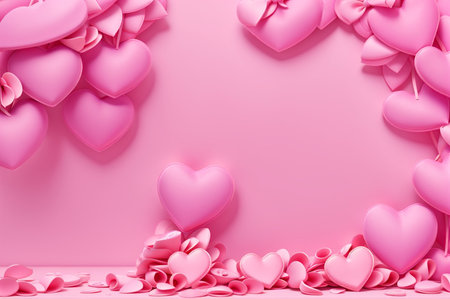 Valentine's day background with pink hearts on pink background. 3d renderingの素材